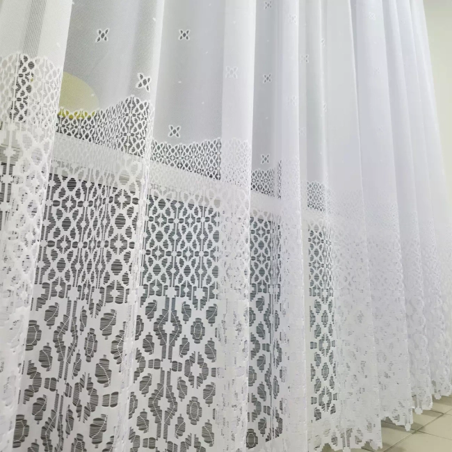 Firana żakardowa Magda - Firana do salonu, pokoju, na okno balkonowe z szerokim pasem 70 cm